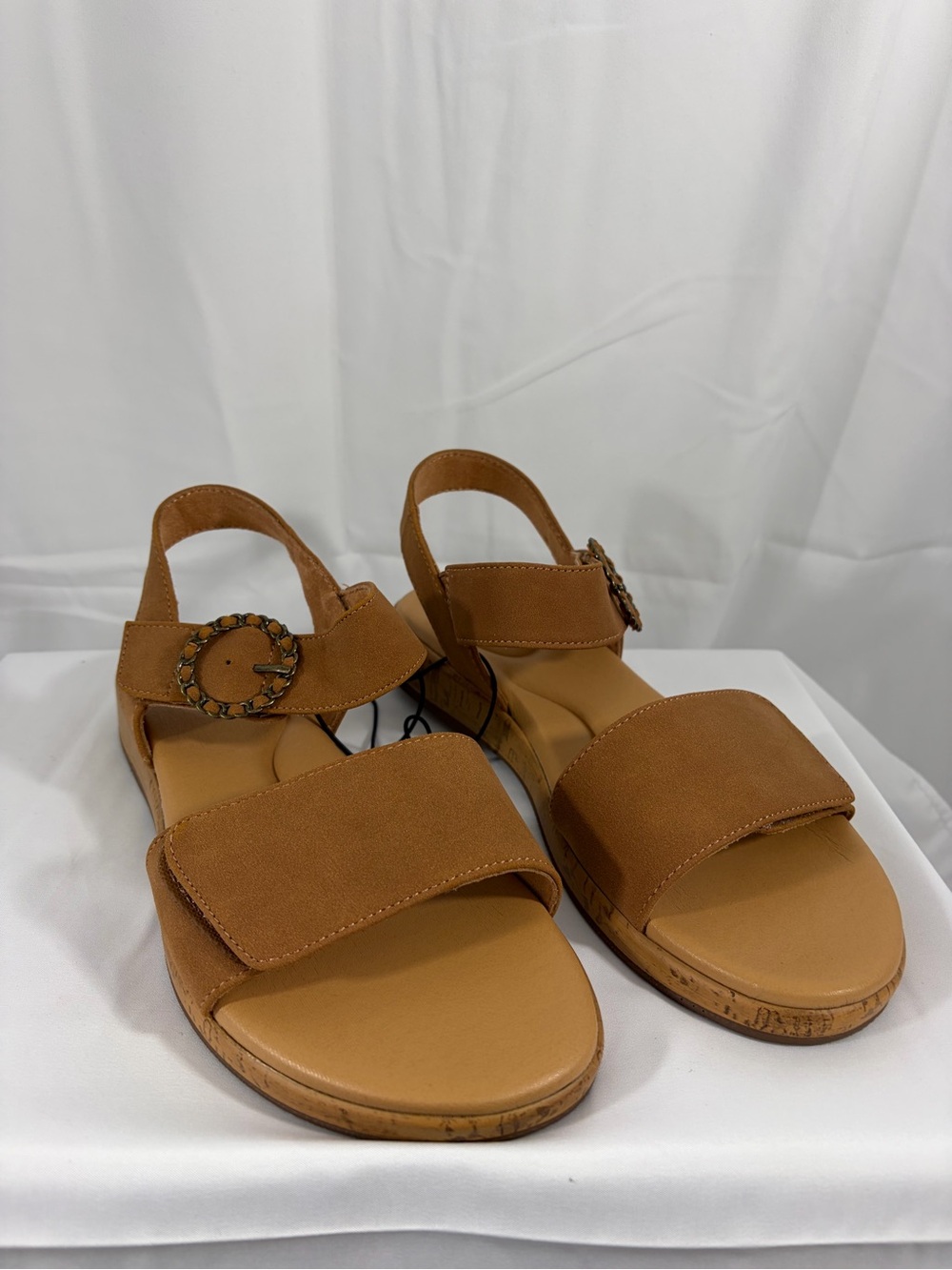 NWT Cliffs Women’s Size 10 Brown Velcro Cork-Trim Slingback Sandals